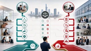 Two market-entry paths comparing EOR and company setup in Vietnam
